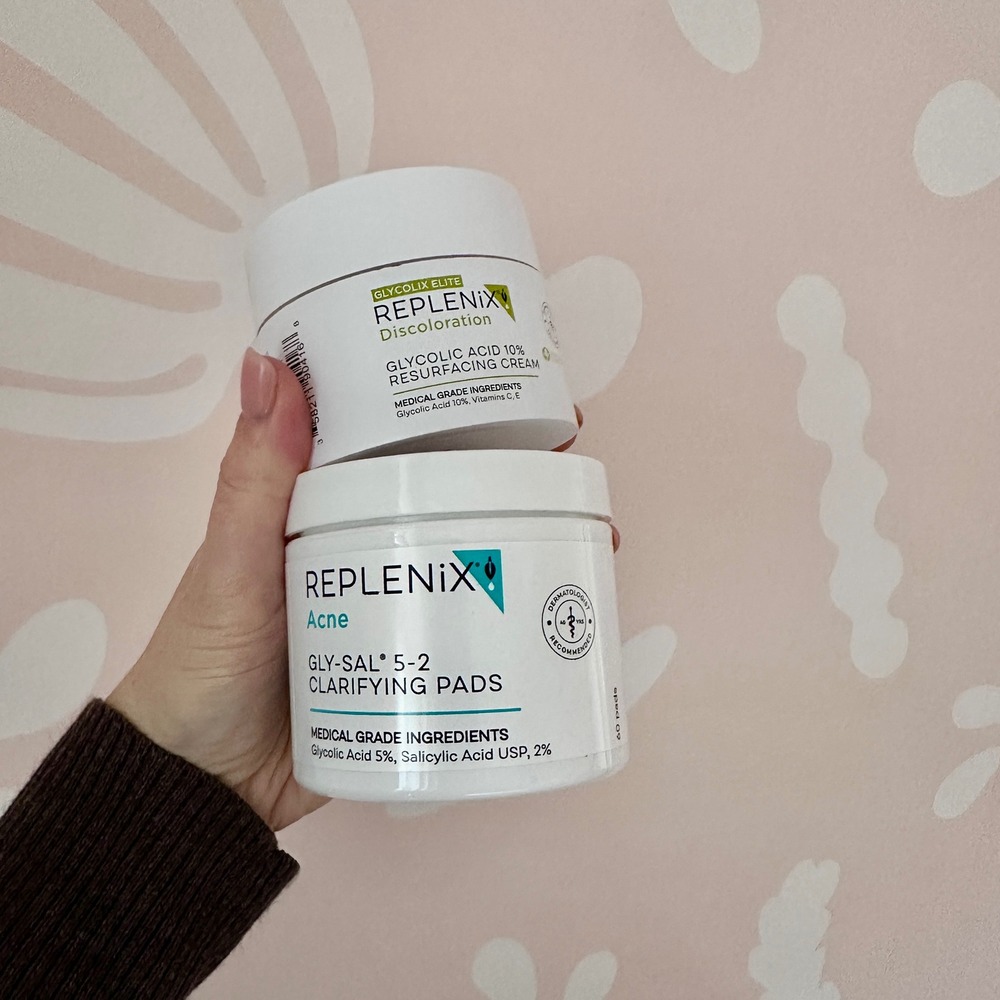 NWT Bundle of Replenix Gly-Sal 5-2 Clarifying Pads & Glycolix Elite 10% Cream